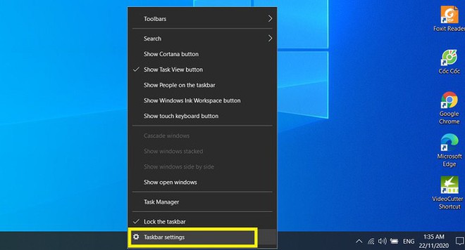 Hướng dẫn chuyển vị trí thanh taskbar trên Windows 10 - Ảnh 1.