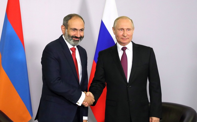 Tổng thống Nga Vladimir Putin và Thủ tướng Armenia Nikol Pashinyan. Ảnh: Kremlin.ru