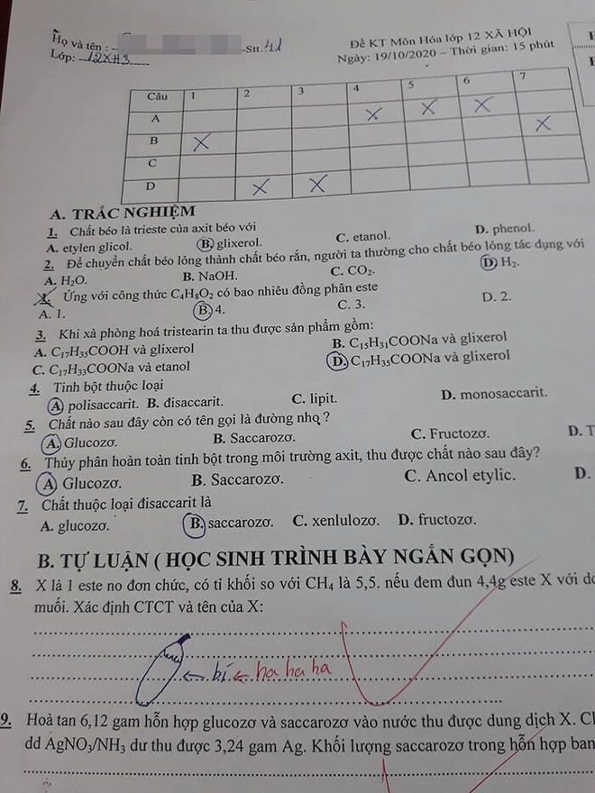 Không làm được bài kiểm tra, nam sinh vẽ thứ này khiến dân mạng cười ra nước mắt - Ảnh 1.