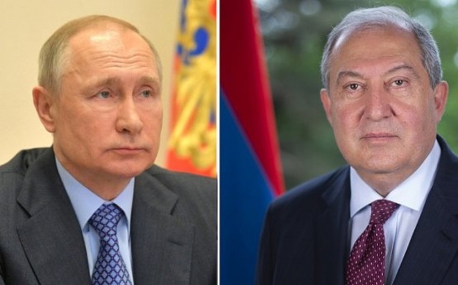Tổng thống Nga V.Putin và Tổng thống Armenia Armen Sarkissian. Ảnh: president.am