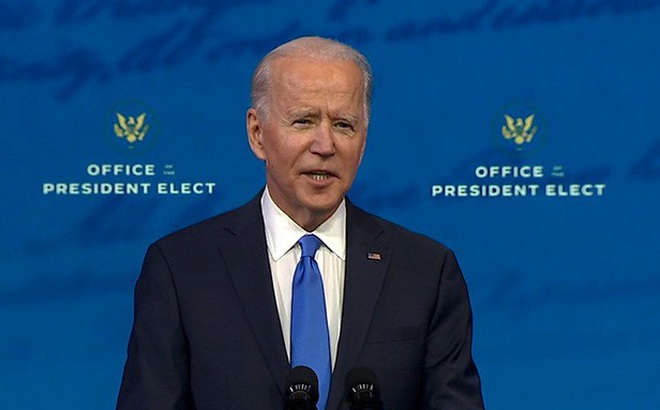 Ông Joe Biden phát biểu sau khi đại cử tri đoàn chính thức xác nhận thắng cử tổng thống Mỹ. Ảnh: ABC News