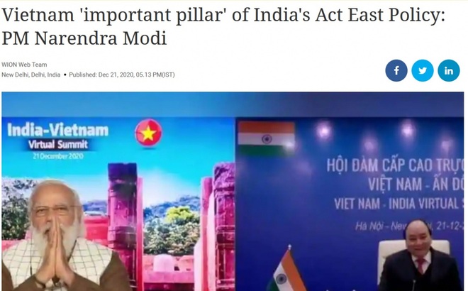 Báo chí Ấn Độ nhấn mạnh Việt Nam là trụ cột trong Chính sách Hành động hướng Đông của Ấn Độ.