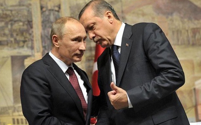 Tổng thống Nga Putin và người đồng cấp Thổ Nhĩ Kỳ Recep Tayyip Erdogan.