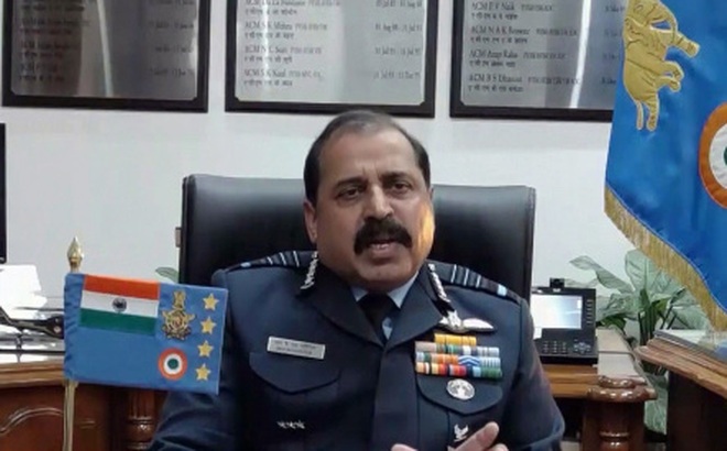Tư lệnh Không quân Ấn Độ RKS Bhadauria phát biểu tại cuộc hội thảo ngày 29/12 (ANI).
