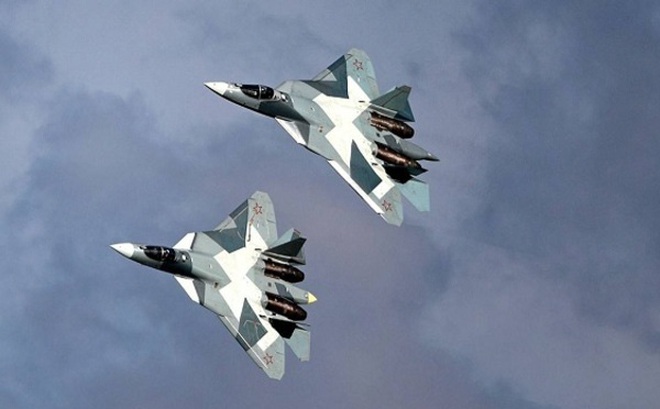 Tiêm kích tàng hình thế hệ 5 Su-57 của Nga. (Ảnh: Bộ Quốc phòng Nga)