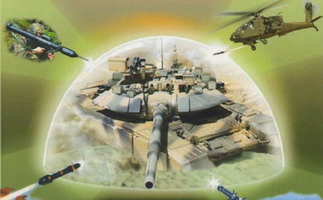 Hệ thống Arena-M được xem là tấm lá chắn quan trọng giúp nâng cao sức chiến đấu cho xe tăng Nga. Nguồn: Sina.