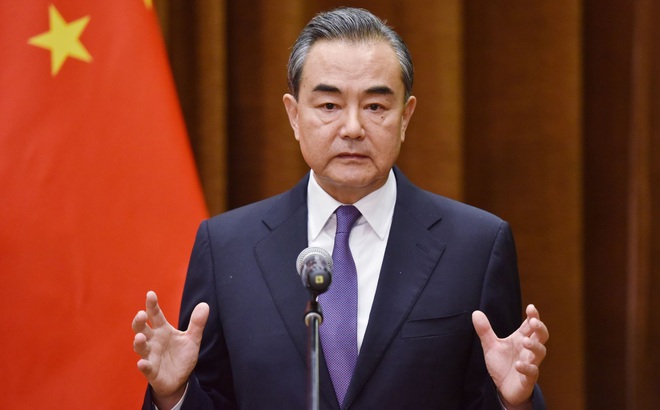 Bộ trưởng Ngoại giao Trung Quốc Vương Nghị phát biểu tại một cuộc họp ở thủ đô Bắc Kinh. Ảnh: AFP/TTXVN