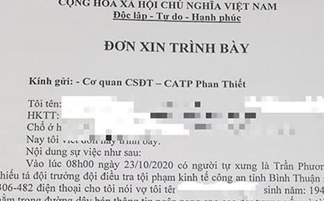 Đơn trình báo của nạn nhân