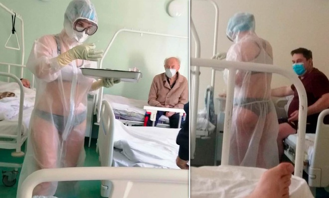 Bước ngoặt mới của nữ y tá Nga mặc bikini bên trong đồ bảo hộ - Ảnh 1.