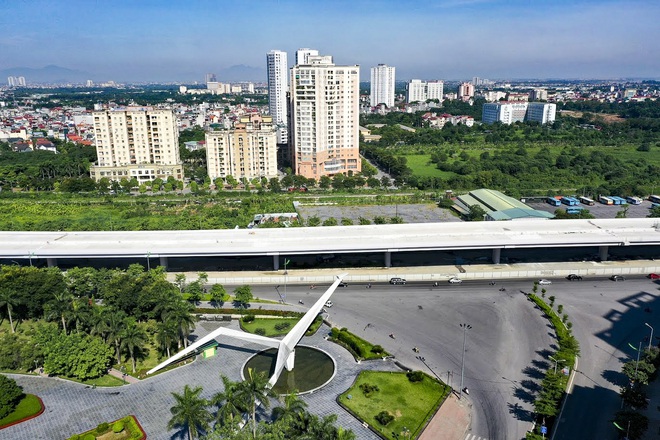 [Ảnh] Toàn cảnh đường vành đai 3 Mai Dịch - Nam Thăng Long nhìn từ trên cao sau gần 2 năm thi công - Ảnh 4.