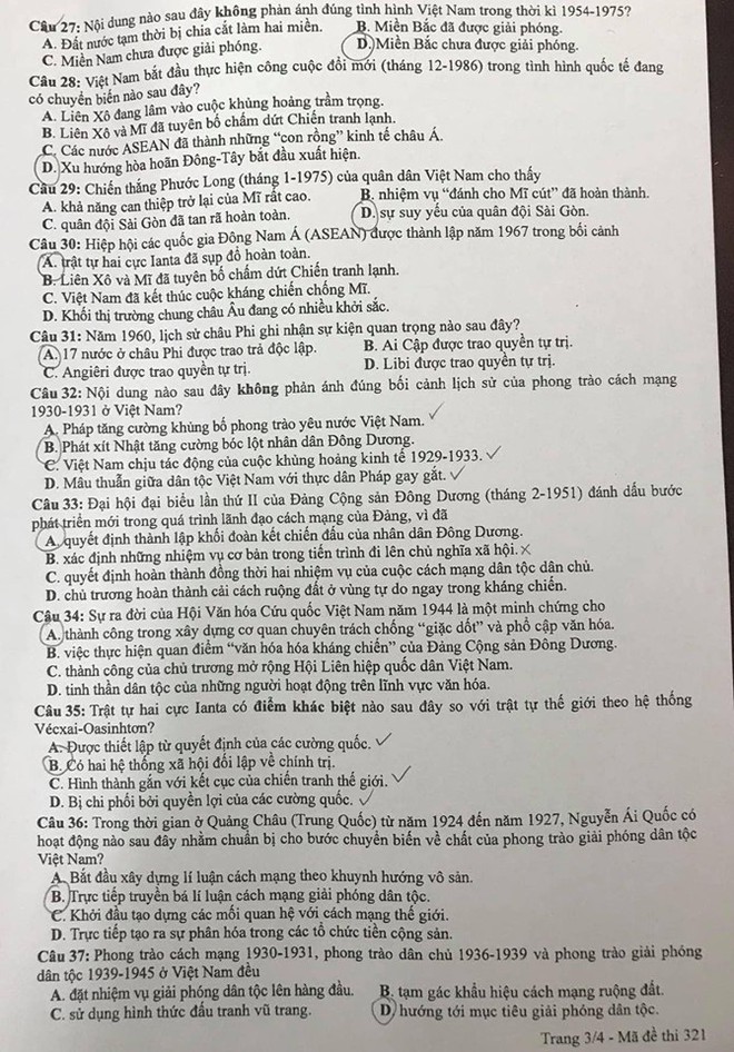 [CẬP NHẬT] Đáp án tất cả các mã đề thi môn Lịch sử kỳ thi THPT Quốc gia 2020 - Ảnh 9.