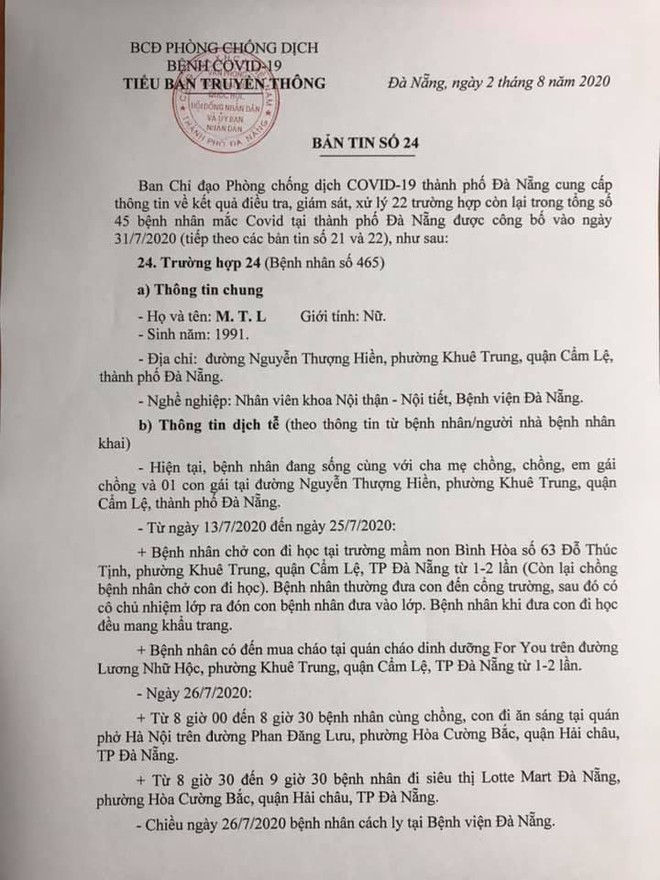 Nữ bệnh nhân Covid-19 số 483 không hợp tác, không khai báo lịch trình, nơi ở - Ảnh 1.