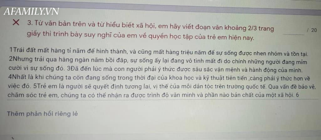 Yêu cầu viết 1 đoạn văn mà nam sinh làm mở bài dài cả ngàn cây số, cô giáo phê ngay 2 từ lạc đề kèm lời nhắn đầu óc con nghĩ gì ấy - Ảnh 1.