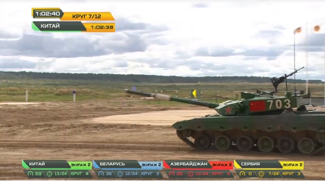 Tank Biathlon 2020: Xe tăng Trung Quốc bị hỏng, đứng yên giữa đường đua, chỉ huy rất lo lắng - Tụt lại phía sau rồi - Ảnh 1.