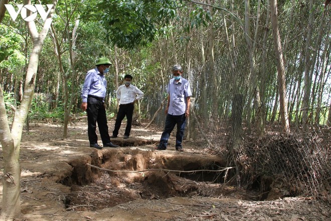 Xuất hiện hàng loạt hố sụt lún trong vườn nhà, dân cầu cứu chính quyền - Ảnh 3.