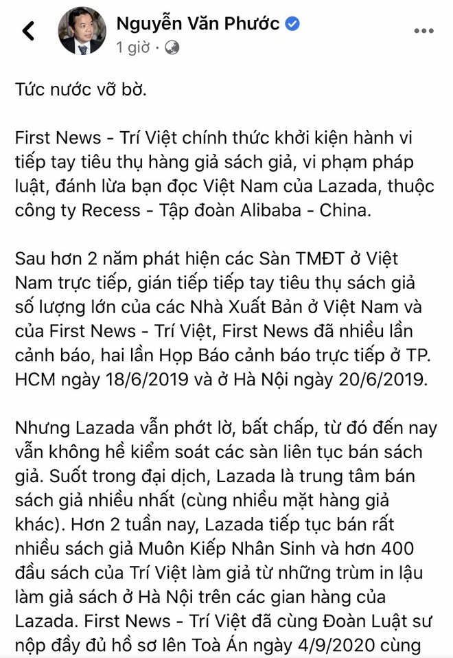 First News khởi kiện Lazada vì tiếp tay tiêu thụ sách giả - Ảnh 1.