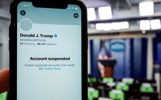 Twitter quyết định đóng vĩnh viễn tài khoản của ông Trump. (Nguồn: Twitter)