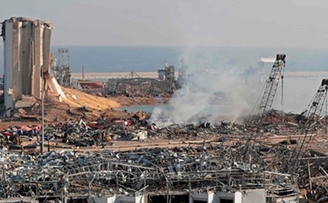 Hiện trường vụ nổ kinh hoàng ở Beirut. Ảnh: Getty Images