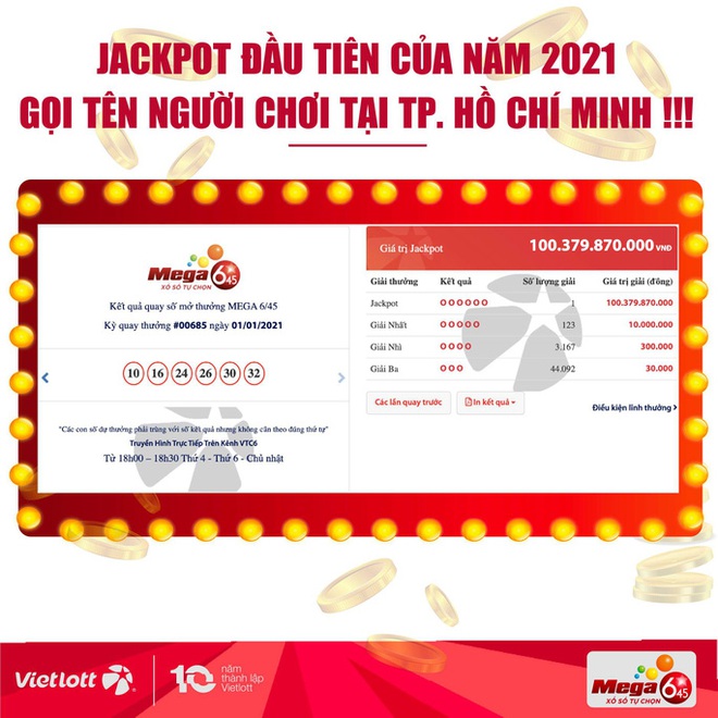  TP HCM lại có người trúng Vietlott hơn 100 tỉ đồng ngày đầu năm 2021  - Ảnh 1.