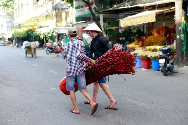 Chợ hoa đào nhuộm khoe sắc rực rỡ ở Đầm Sen - Ảnh 6.