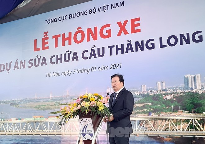 Chính thức thông xe cầu Thăng Long sau 6 tháng dừng hoạt động để sửa chữa - Ảnh 1.