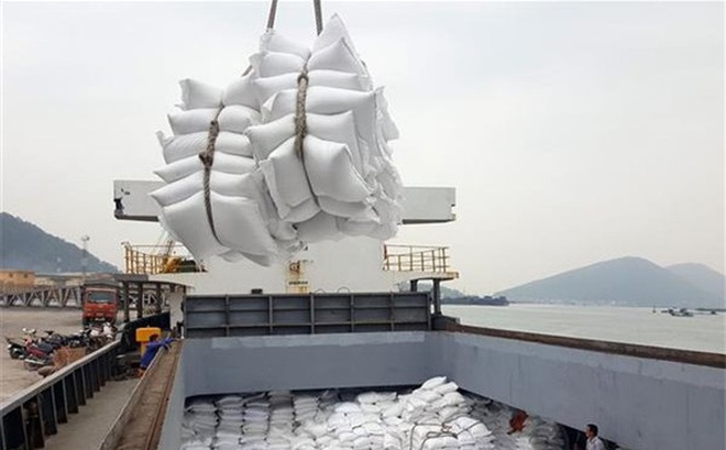 Hoạt động bốc dỡ gạo xuất khẩu tại cảnh Hải Phòng. Ảnh: TTXVN