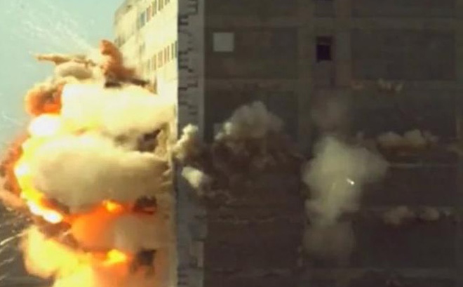Tên lửa hành trình CJ-10 đánh trúng mục tiêu trong tòa nhà cao tầng.