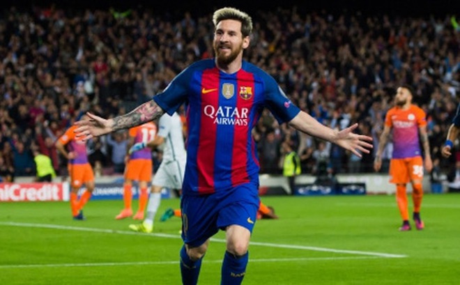 Ngày này 5 năm trước, Messi ghi 3 bàn thắng giúp Barca đánh bại Man City 4-0. (Ảnh: Getty).