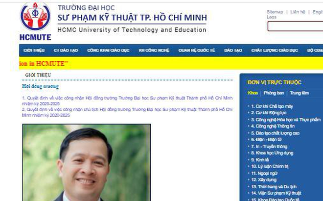 Chủ tịch Hội đồng Trường ĐH Sư phạm Kỹ thuật TPHCM từ chức (ảnh website)