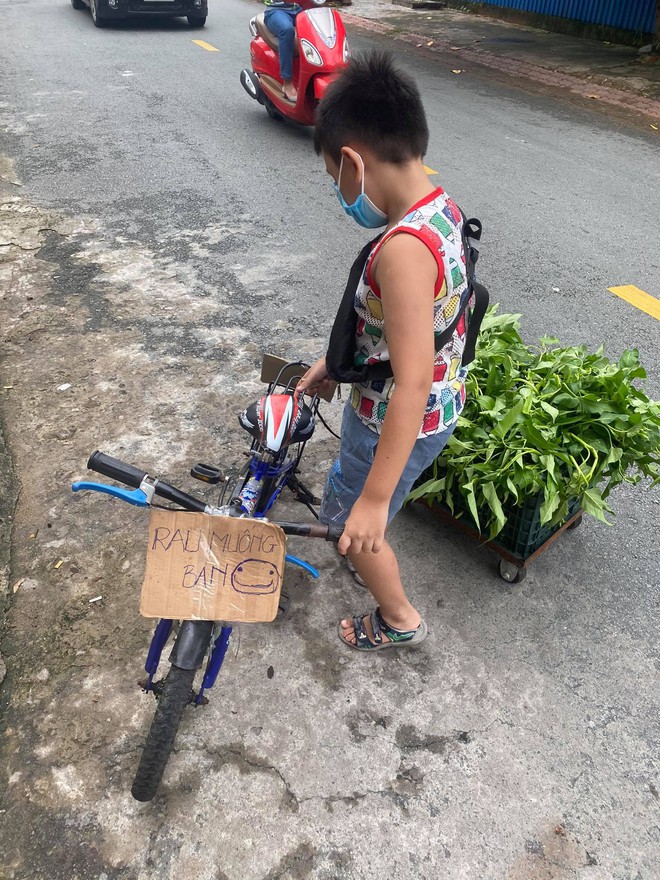 Không có điện thoại học online, cậu bé đẩy xe bán rau phụ mẹ: Đôi chân khiến tất cả đau lòng - Ảnh 2.