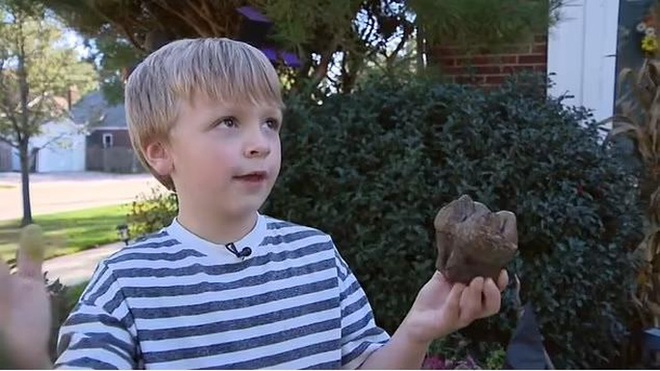 Đi chơi, bé trai 6 tuổi tình cờ tìm thấy hóa thạch quái thú khổng lồ - Ảnh 1.