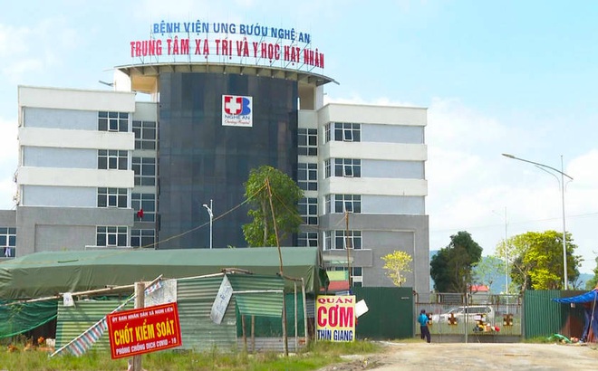 Trung tâm xạ trị Bệnh viện Ung bướu Nghệ An nơi có 31 F0. (Ảnh: THNA).
