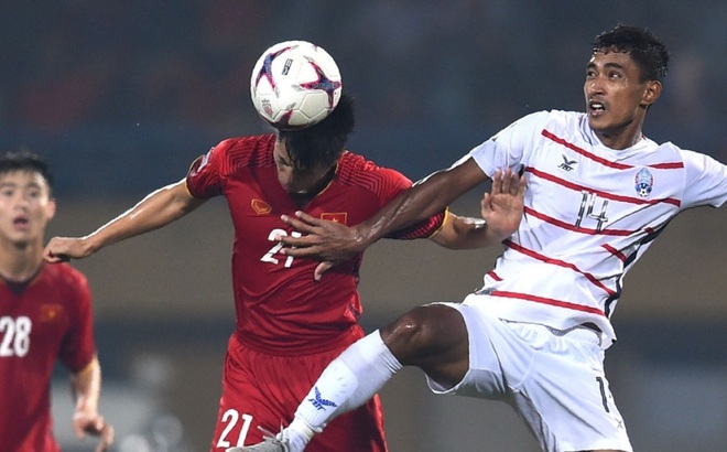 Reung Bunheing từng chạm trán ĐT Việt Nam ở AFF Cup 2018. (Ảnh: Getty)