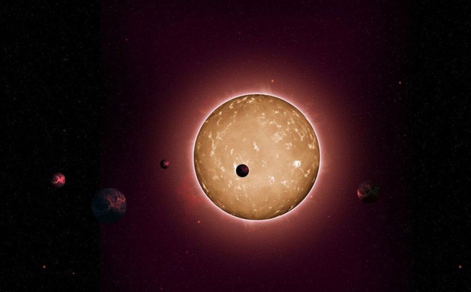 Một hành tinh đi ngang qua sao trung tâm trong hệ sao được kính thiên văn Kepler phát hiện (Ảnh: NASA)