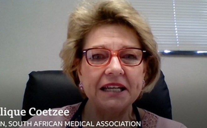 Tiến sĩ Angelique Coetzee, Chủ tịch Hiệp hội Y tế Nam Phi. Ảnh; BBC