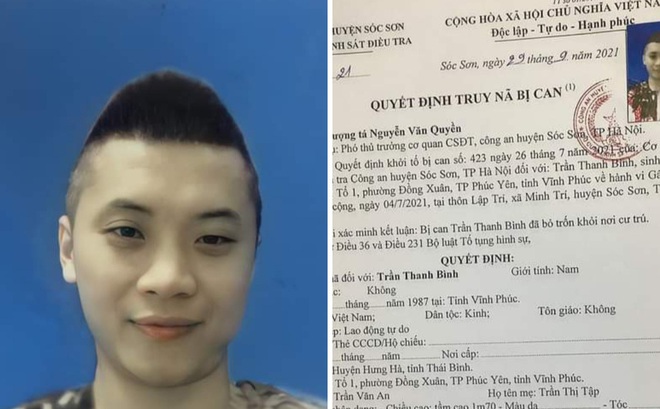 Cơ quan CSĐT Công an huyện Sóc Sơn đã ra quyết định truy nã đối với Trần Thanh Bình.