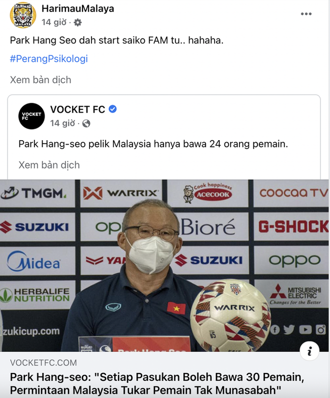 Fan Malaysia ủng hộ HLV Park Hang-seo, chỉ tr&iacute;ch ĐT Malaysia chuẩn bị chưa tốt cho AFF Cup 2020 - Ảnh 1.