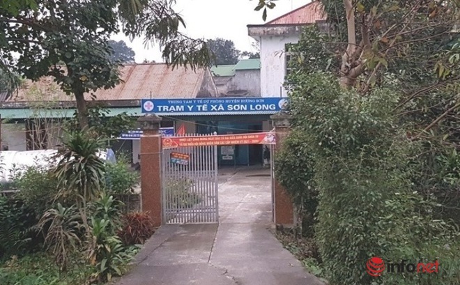 Trạm Y tế xã Sơn Long, nơi nhiều cán bộ tham gia đánh bạc bị bắt quả tang.