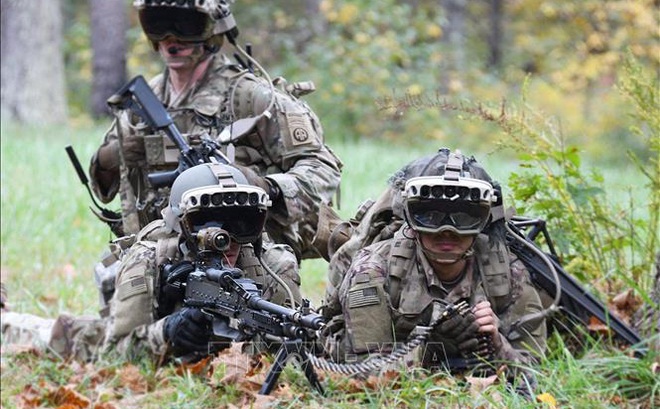 Binh sĩ Mỹ tham gia huấn luyện tại ort Pickett, Blackstone, Virginia, ngày 27/10/2020. Ảnh: AFP/TTXVN