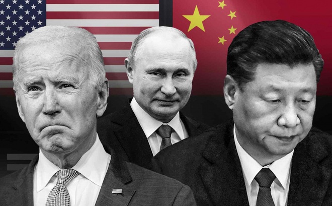 Tổng thống Mỹ Joe Biden, Tổng thống Nga Vladimir Putin và Chủ tịch Trung Quốc Tập Cận Bình. Ảnh: Nikkei