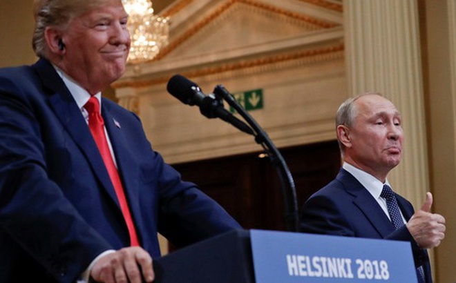 Ông Donald Trump và ông Vladimir Putin trong cuộc họp báo chung tại TP Helsinki - Phần Lan, hồi tháng 7-2018. Ảnh: AP
