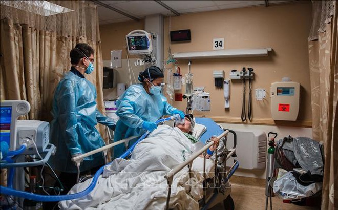 Nhân viên y tế điều trị cho bệnh nhân mắc COVID-19 tại một bệnh viện ở California, Mỹ ngày 11/1/2021. Ảnh: AFP/TTXVN