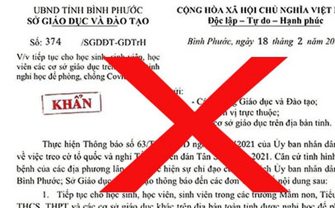 Công văn giả mạo Giám đốc Sở Giáo dục và Đào tạo tỉnh Bình Phước.