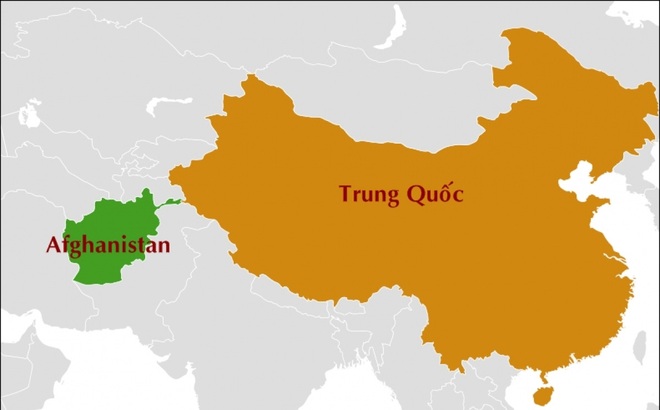 Afghanistan và Trung Quốc trên bản đồ thế giới. Nguồn ảnh: Wikipedia.