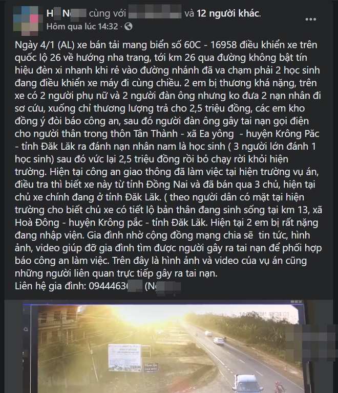 Xe bán tải đâm văng 2 học sinh, tài xế bị tố đánh người, vứt 2,5 triệu đồng ở hiện trường bỏ chạy - Ảnh 1.