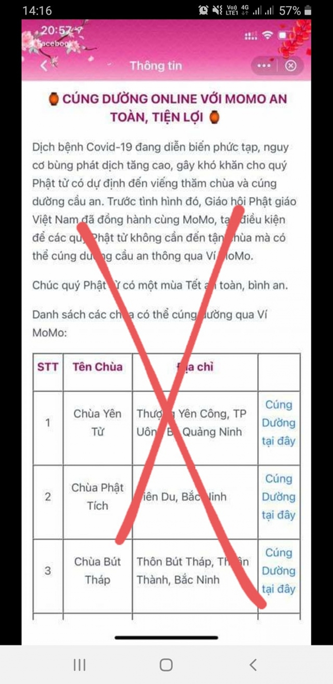 Cảnh giác chiêu trò mạo danh các chùa kêu gọi cúng dường online - Ảnh 1.