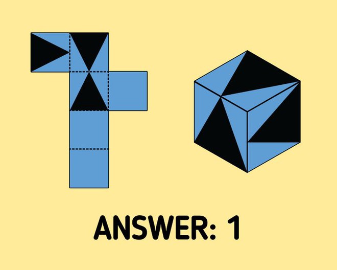 Test nhanh IQ trong 3 giây: Mảnh ghép nào gấp lại thành khối hình lập phương? - Ảnh 2.