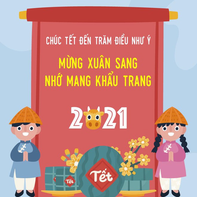 Thông điệp ngắn gọn và thú vị của Bộ Y tế gửi người dân đón Tết giữa dịch Covid-19 - Ảnh 1. Thông điệp ngắn gọn và thú vị của Bộ Y tế gửi người dân đón Tết giữa dịch Covid-19 - Ảnh 1.