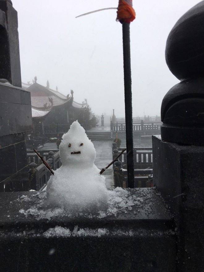 Tuyết bất ngờ rơi phủ trắng đỉnh Fansipan ngày cuối năm - Ảnh 7.