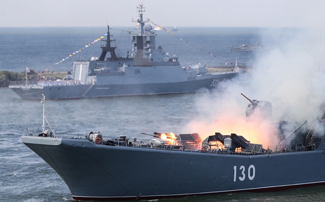 Hình ảnh cuộc tập trận chung Vành đai An ninh Biển giữa Iran, Nga và Trung Quốc tháng 12/2019. Ảnh: themoscowtimes